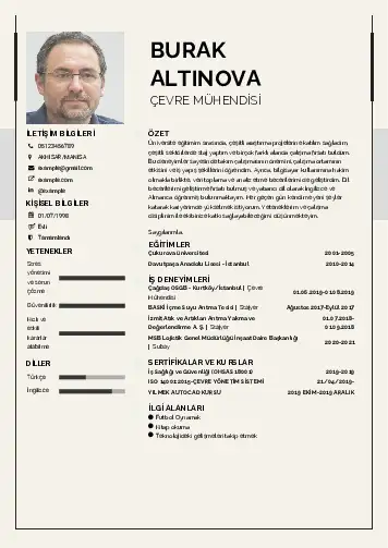 Çevre Mühendisi CV Örnekleri cv indir